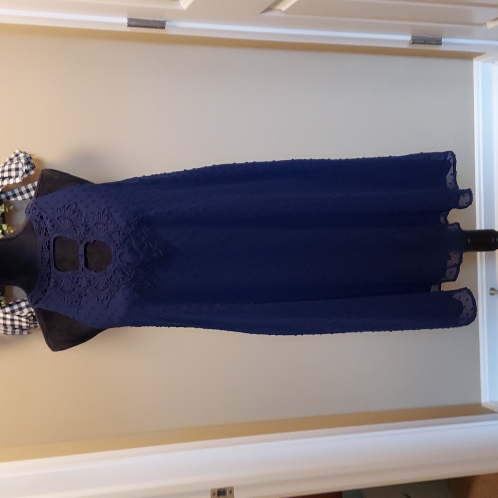 NWT Jun&Ivy fully lined size Larg navy swing dress